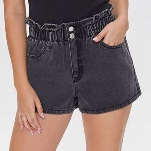 Forever 21 Paperbag Denim Shorts Black Size Medium never worn